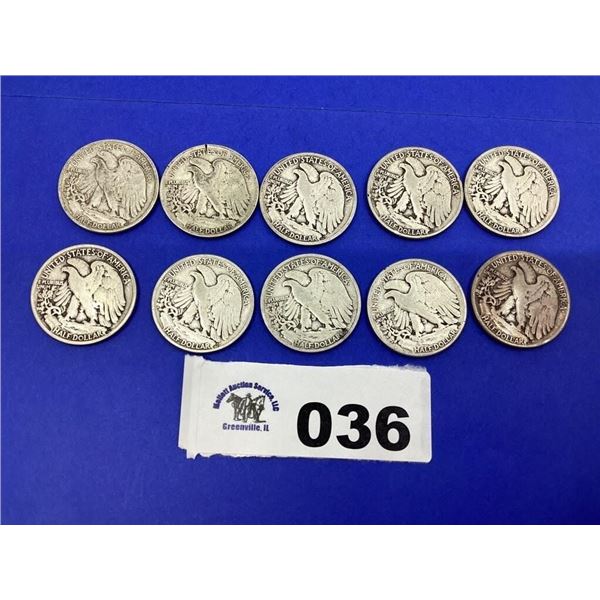 WALKING LIBERTY HALVES (10  COINS)