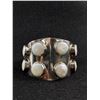 Image 2 : Very Heavy Sterling Silver Solid Wide Cuff Bangle with Genuine Pearls, Made in Mexico