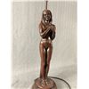 Image 2 : Bronze Look Nude Woman Figurine Resin Lamp w/ Metal Accents &  Flowery Glass Shade. Approx. 21" H