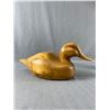 Image 2 : Carved Wood Duck Approx. 16" L & Heavy Metal Mermaid Shelf Sitter. Approx. 17" H