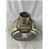 Image 2 : Vintage Brass Metal w/ Glass Inserts (1 w/ Etched Horse) Round Candle Holder. Approx. 11" D