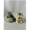 Image 2 : 3 Hand Crafted Owls - 2 Stone & 1 Wood From Panama Canal Rain Forest