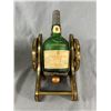 Image 2 : Woven Storage Box w/ Brass Accents & Courvoisier Napoleon Cognac Bottle On Stand