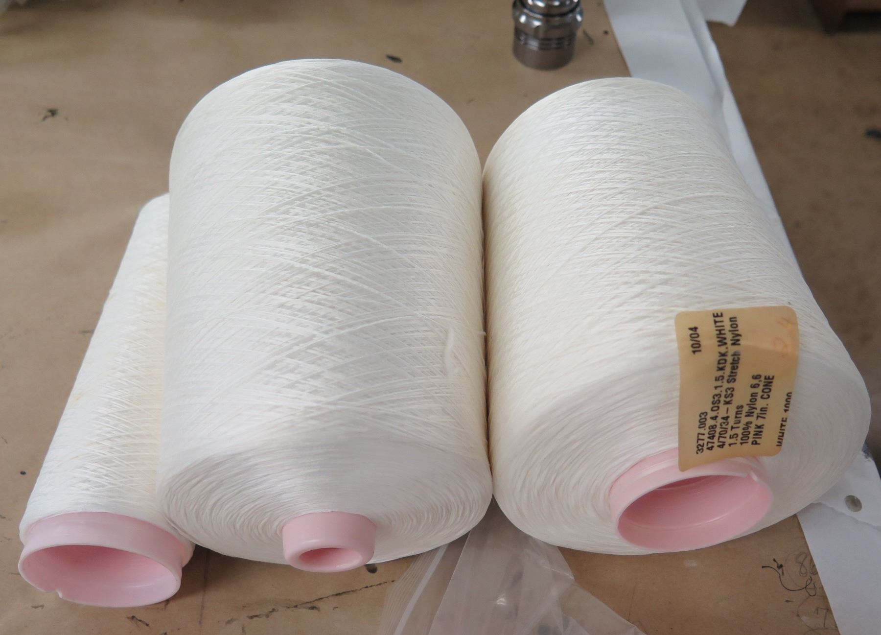 Qty 2.5 Cones Thread, Stretch Nylon, White 7