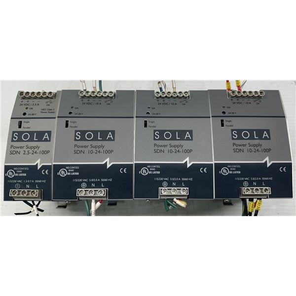 Lot of (4) Misc. Sola Power Supplies / 3- #SDN-10-24-100P & 1-#SDN 2.5-24-100P