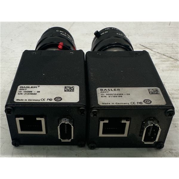 (2) Basler A641f #0000104399-09 Black & White Camera w/ Lens