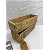 Image 8 : 2 Antique Burns Cheese Boxes and Vintage Kitchen Utensils