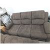 Image 2 : 2pc Brown Fabric Reclining Sofa & Loveseat