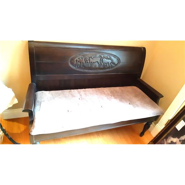 Wood Bench with Cushion C