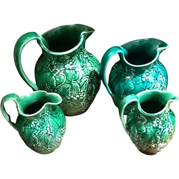 Set of 4 Green Wedgwood Pitchers A