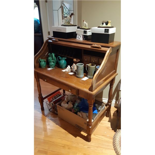 Wood Vintage Style Rolltop Desk C
