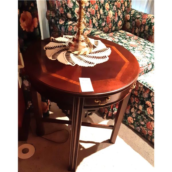 Round Wood Side Table with Drawer C
