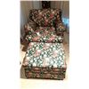 Image 1 : Floral Pattern Fabric Chair and Ottoman C