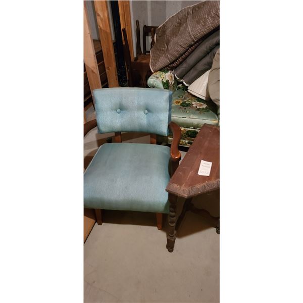 Vintage Teal Chair and Side Table C