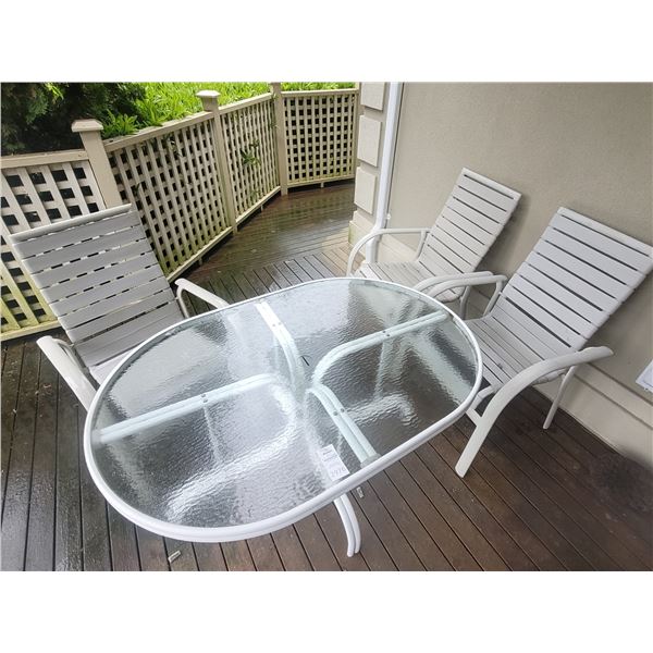 White patio table 3 chairs C