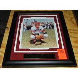 SIGNED PHOTO W/FRAME-JOHNNY BENCH