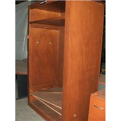 (1) WOOD CABINET W/COAT HOOKS