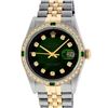 Image 1 : Rolex Mens 2 Tone Green Vignette Diamond Datejust Wristwatch 36MM