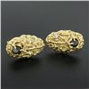 Men's Vintage 18k Gold Black Star Sapphire Diamond Oval Nugget Finish Cuff Links
