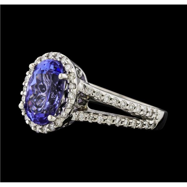 3.04 ctw Tanzanite and Diamond Ring - 14KT White Gold