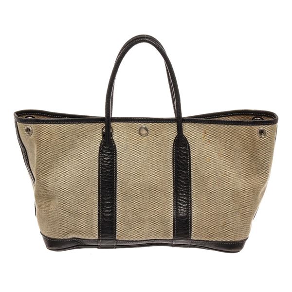 Hermes Beige Canvas Garden Party Tote Bag