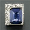 Image 2 : Antique 18K TT Gold Bezel Blue Stone 1.1 ctw Old Mine Cut Diamond Platter Ring