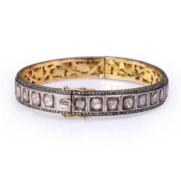 Vintage Indian Gold Topped Silver & Diamond Bangle