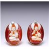 Pair 18K Yellow Gold Agate & Diamond Earrings by Carlo Rici
