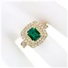 Image 4 : 18K Gold 2.72 ctw GIA Fine Emerald & Double Halo Diamond Statement Cocktail Ring
