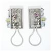Image 4 : 18k White Gold 3.86 ctw Multi Color Gemstone Round Diamond Cluster Cuff Earrings