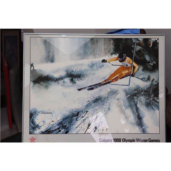 Framed 1988 Olympic Downhill Skier Print