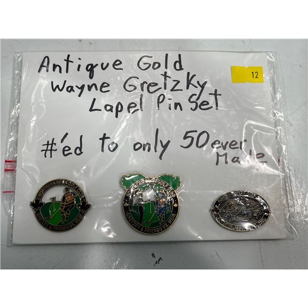 Antique Gold Wayne Gretzky Lapel Pin Set from Northern Bear Golf Club