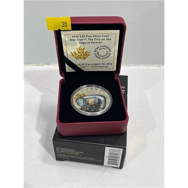 2016 Canadian $20 Star Trek City on the Edge of Forever Coin 31.39g 99.99% Silver