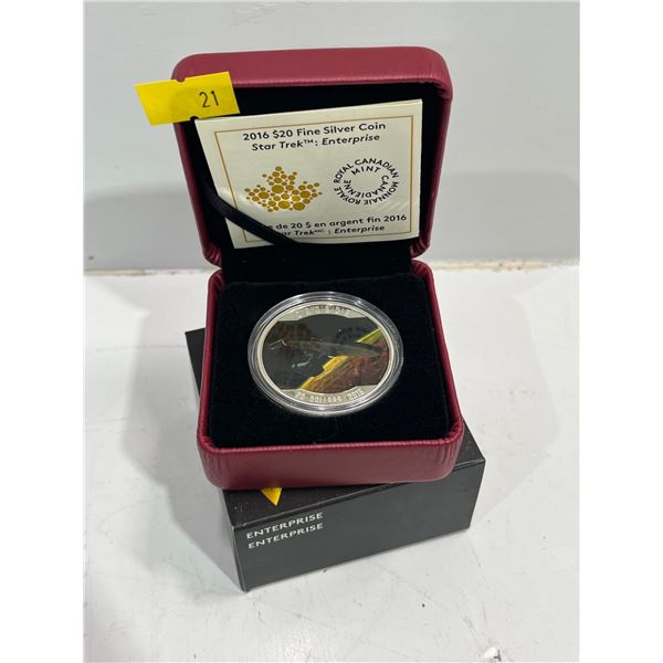 2016 Canadian $20 Star Trek Enterprise Coin 31.39g 99.99% Silver