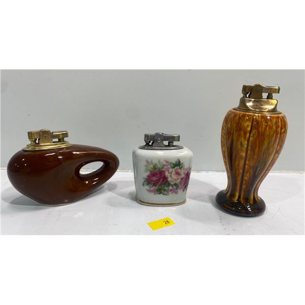 Collection of 3 Vintage Ceramic Lighters
