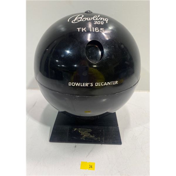 Bowler's Decanter Amber Glass Bottle and Glasses