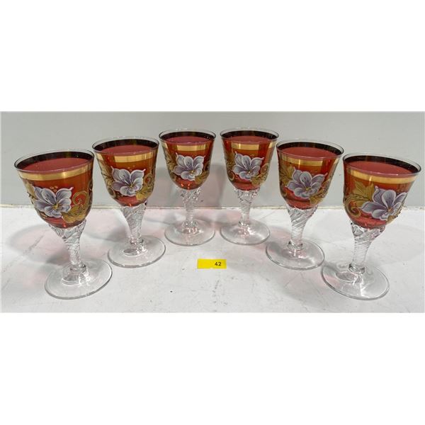 Bohemian Crystal Glassware with 22K Gold Trim Set of 6