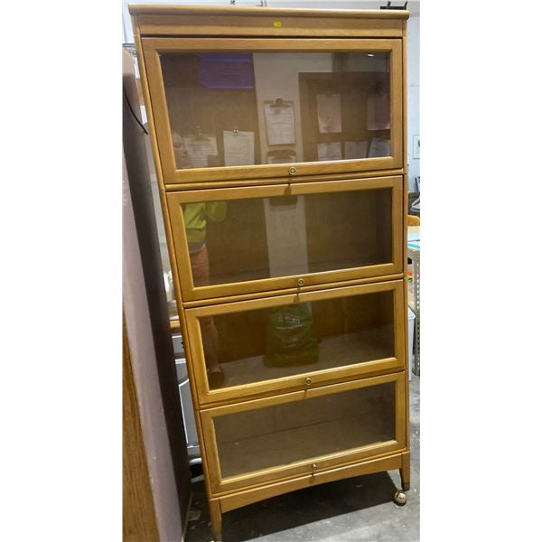 Lawyers Cabinet with Glass Fronts on Casters 34Wx12Dx78H (multiple pieces for easy transport)