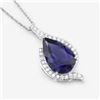 Image 2 : Teardrop Iolite and Freeform Diamond Halo Pendant