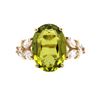 Image 1 : 14k Yellow Gold Oval Cut Green Colored Stone & CZ Cocktail Ring