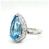 Image 2 : 5.39 CT Teardrop Aquamarine and Diamond Halo Ring