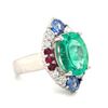 Image 2 : GIA Colombian Emerald & Ruby-Sapphire-Diamond Ring