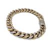 Image 2 : Pave' Diamond, Heavy Curb-Link Bracelet - TT Gold