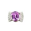 Image 1 : Custom-Made Platinum Kunzite and Diamond Ring