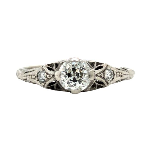 Antique Platinum Old Mine Cut Diamond Ring