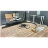 Image 1 : 6 TIER ALUMINUM LIGHTING RACK, CURVED LIGHTING BARS, 2 RISER SECTIONS, WOODEN SLAT BARS & ALUMINUM