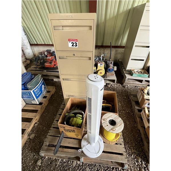 Filing Cabinet, Fan, Rope, Chainsaws
