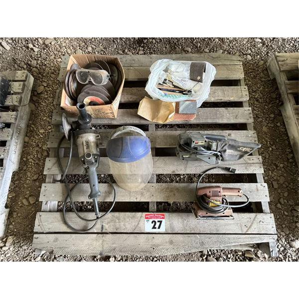 Power Sander & Paper Angle Grinder, Safety Glasses, Blades