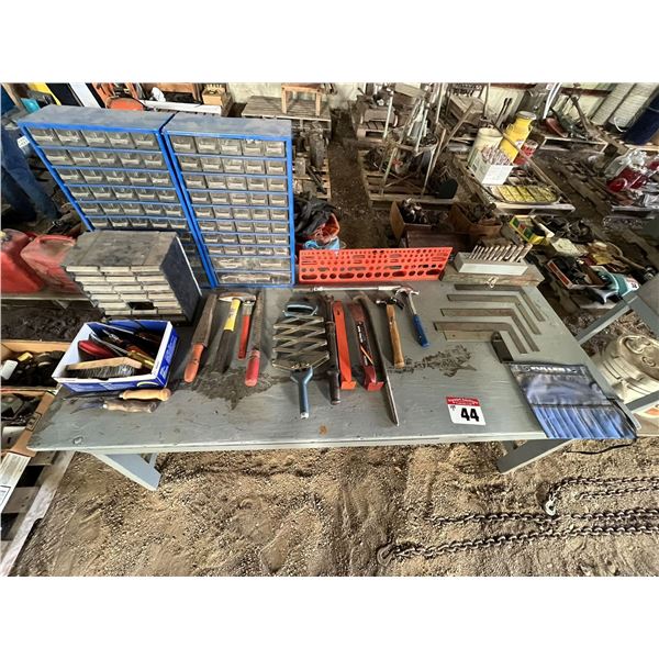 Table with Misc Tools, Leather Punches, Organiser Bin, Riveter