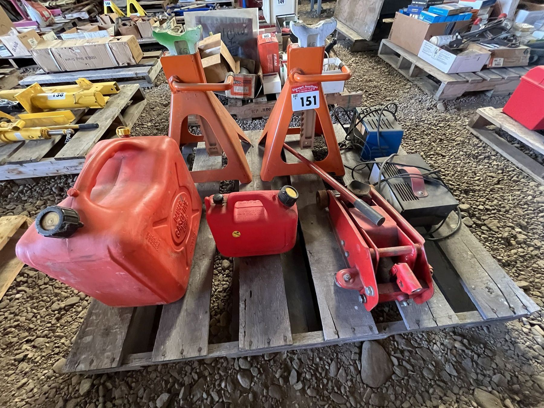 Battery Chargers, Heavy Duty Jack Stands, Gas Cans